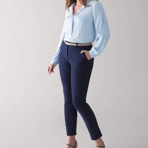 WHBM Curvy-Fit Comfort Stretch Slim Ankle Pants, Navy, 4 curvy